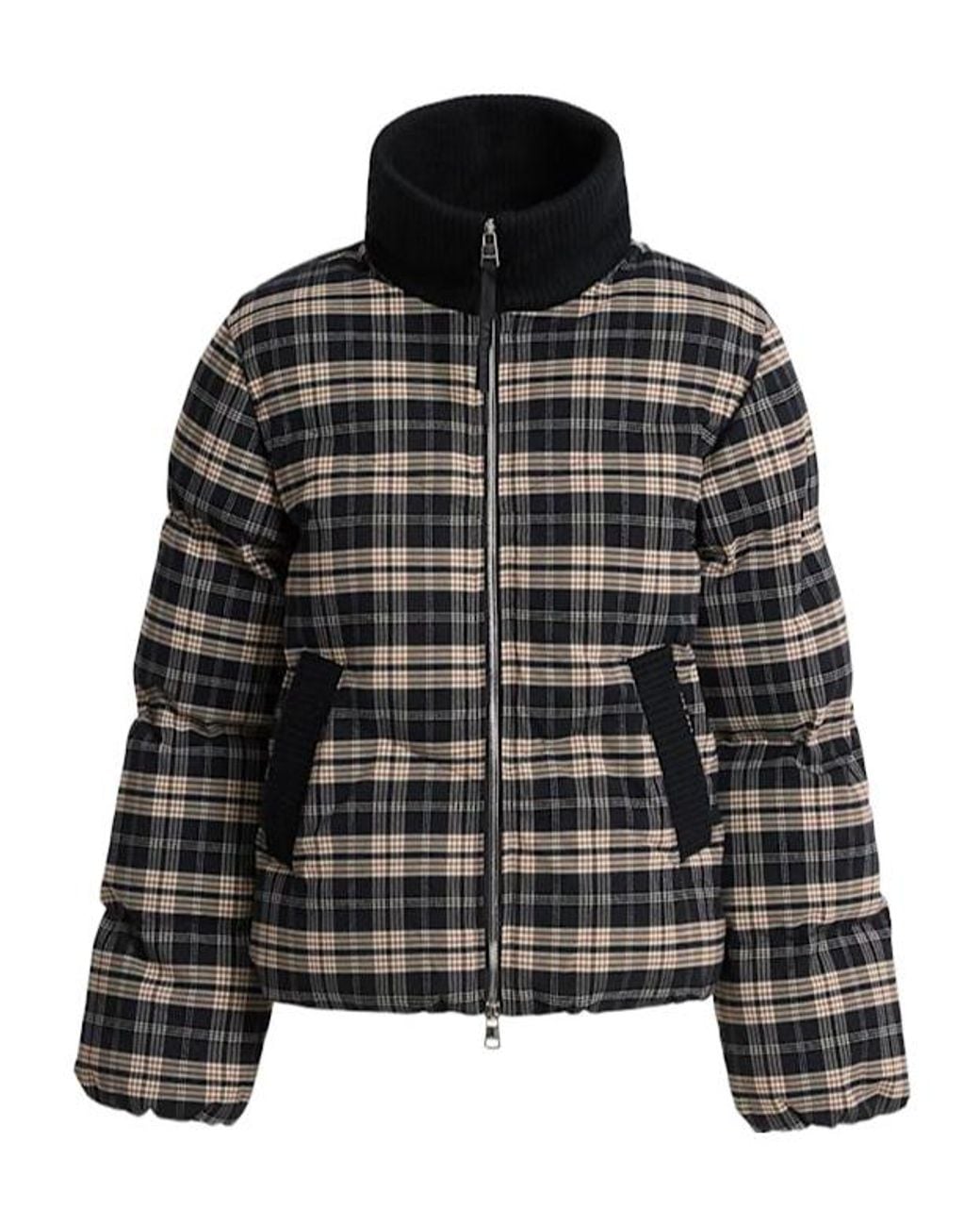Varley Black Plaid Cotton Coat