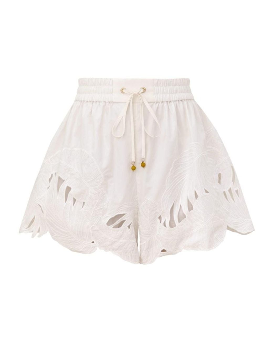 Zimmermann White Mahon Embroidered Shorts