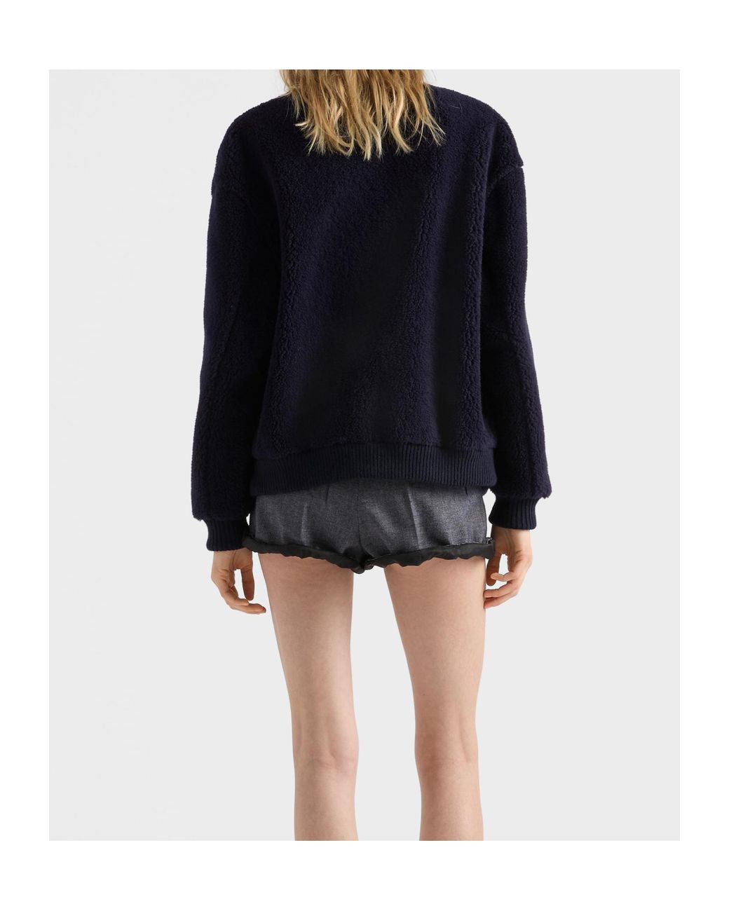 Prada Blue Fleece Bomber Jacket