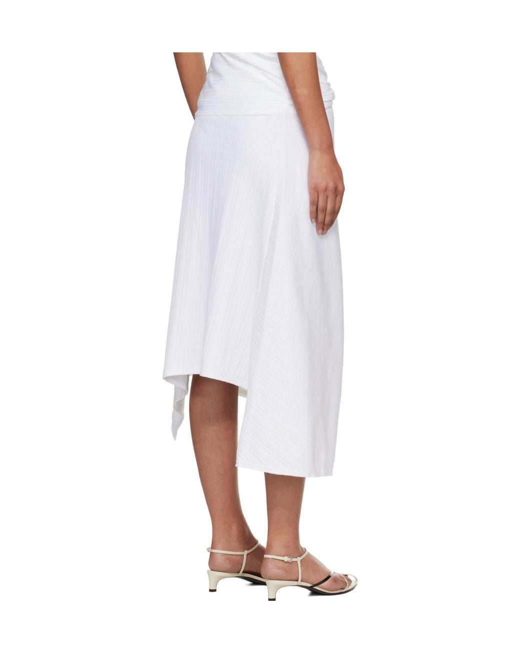 Victoria Beckham White Knot Detail Midi Skirt