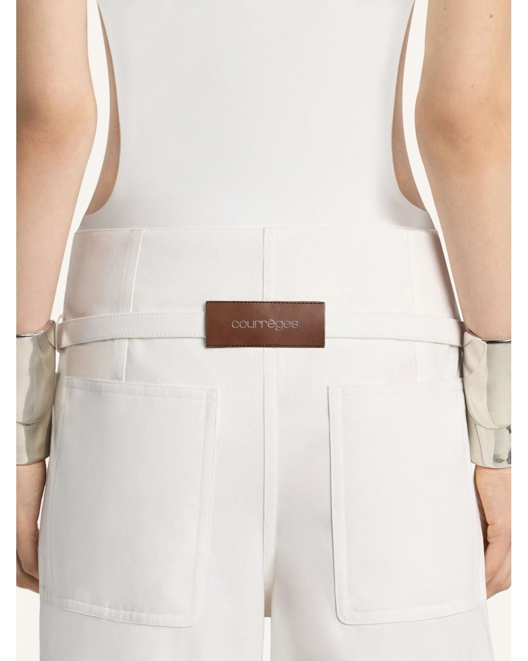 Courreges White Logo-Detail Palazzo Pants