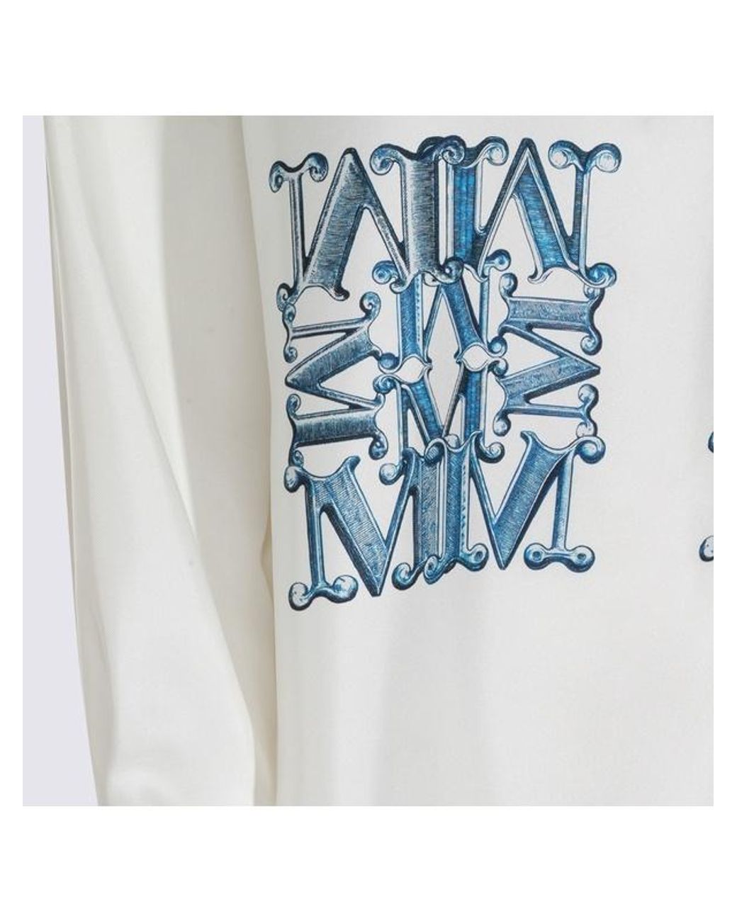 Max Mara Blue Filtro Logo Printed Button-Up Shirt
