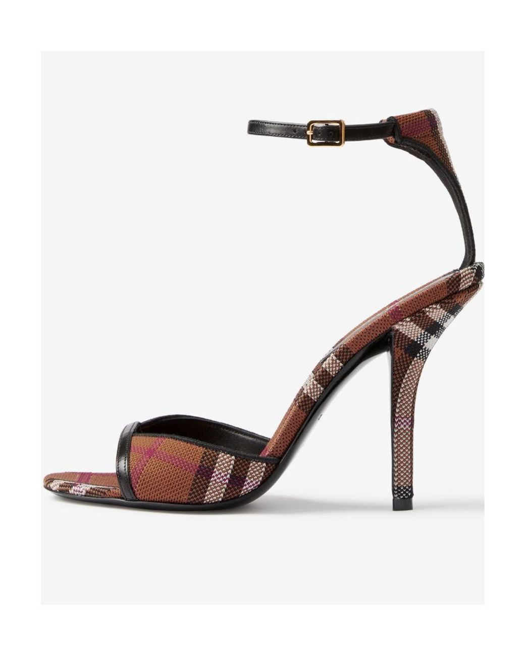 Burberry Multicolor Ankle Strap Checkered Heeled Sandals