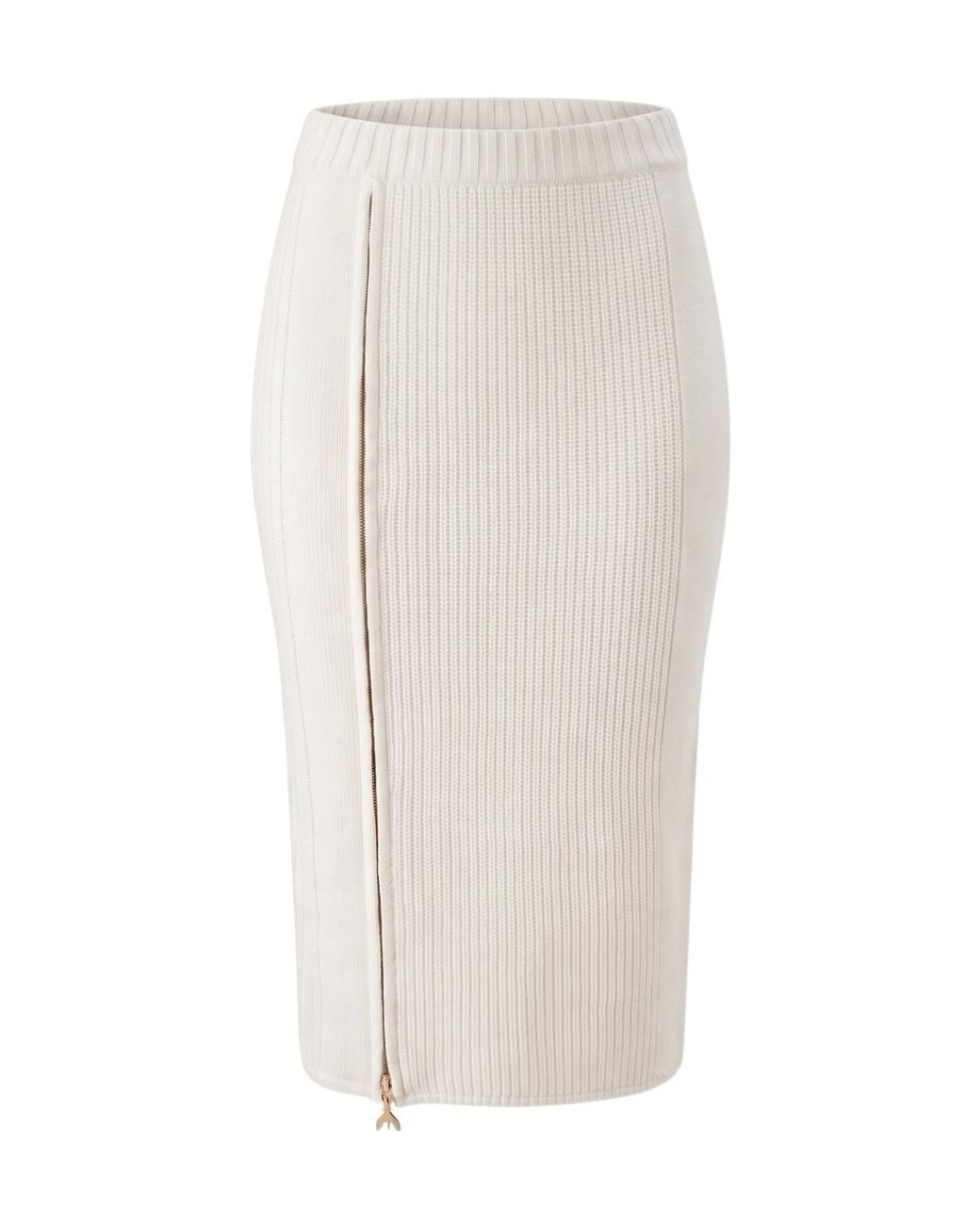 Patrizia Pepe White Zip-Detail Ribbed Knit Dress
