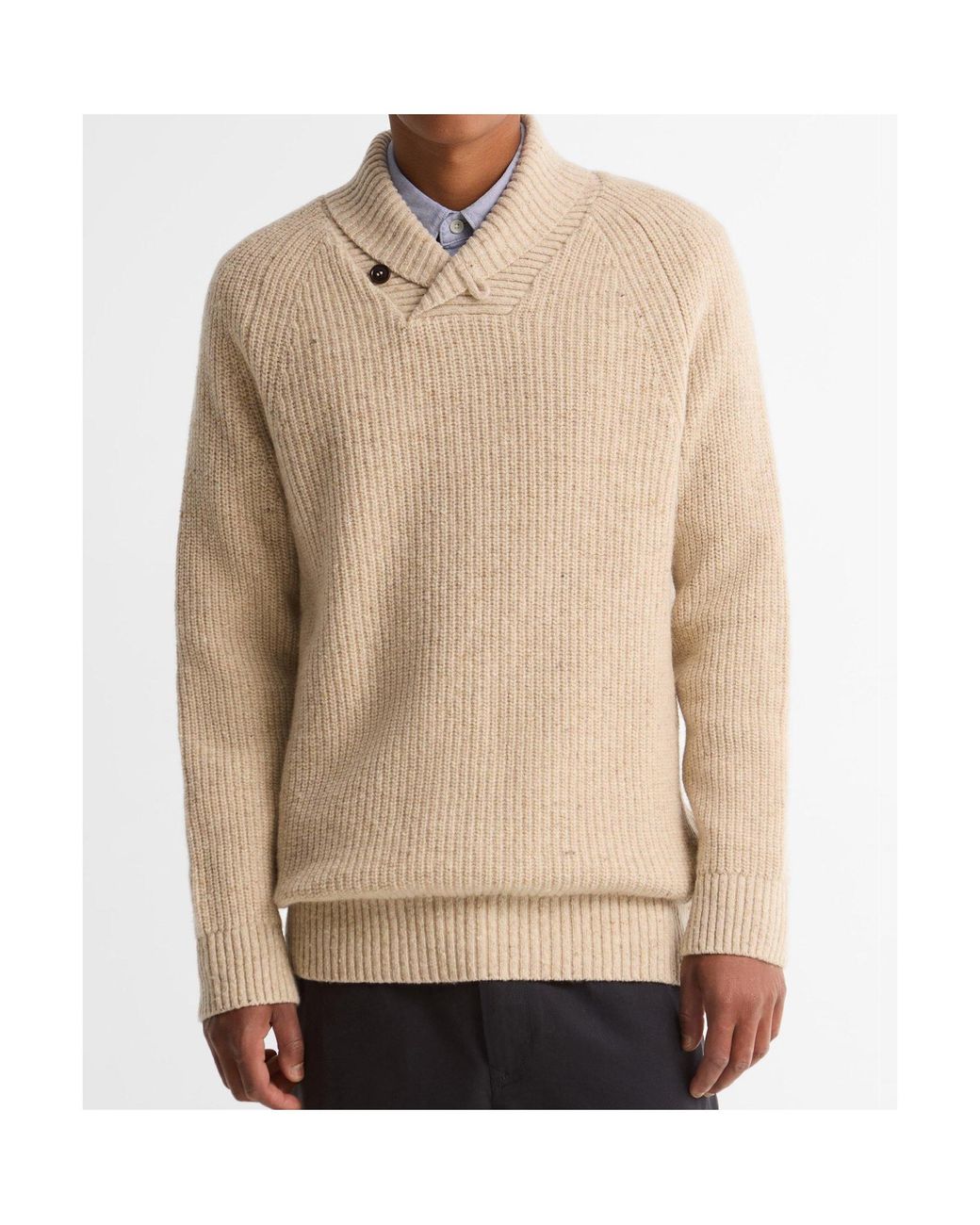 Barbour Natural Shawl Collar Chunky Knit Sweater for men