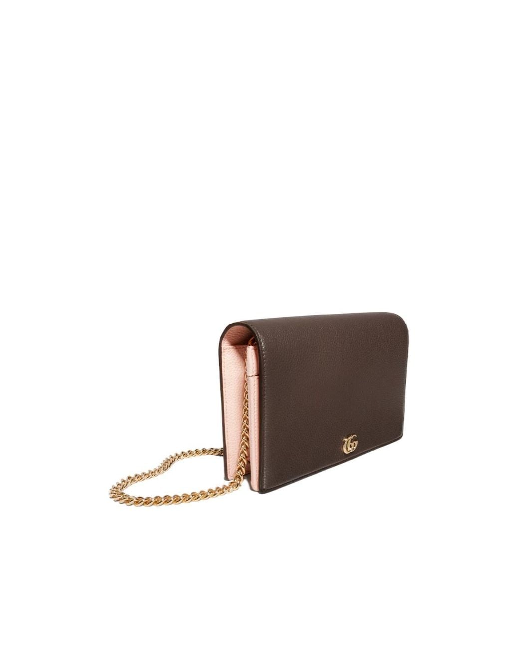 Gucci Brown Bi-Color Gg Marmont Wallet On Chain