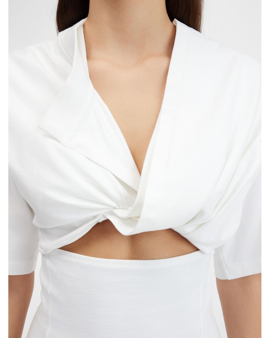 Jacquemus White Bahia Cut-Out Detail Mini Dress