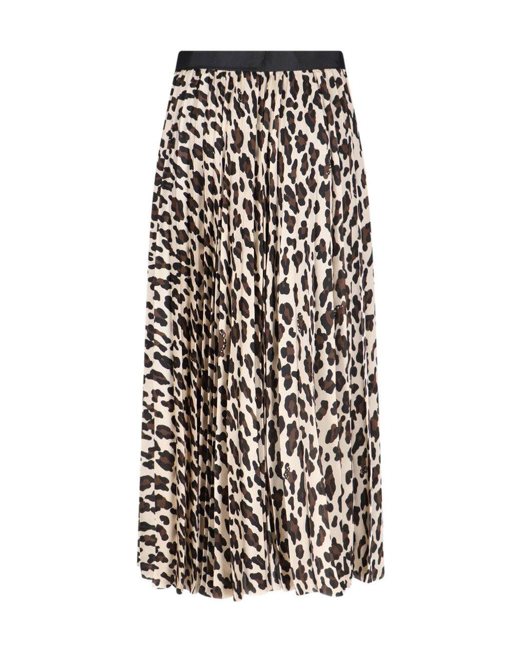 Sacai White Leopard-Printed Pleated Midi Skirt