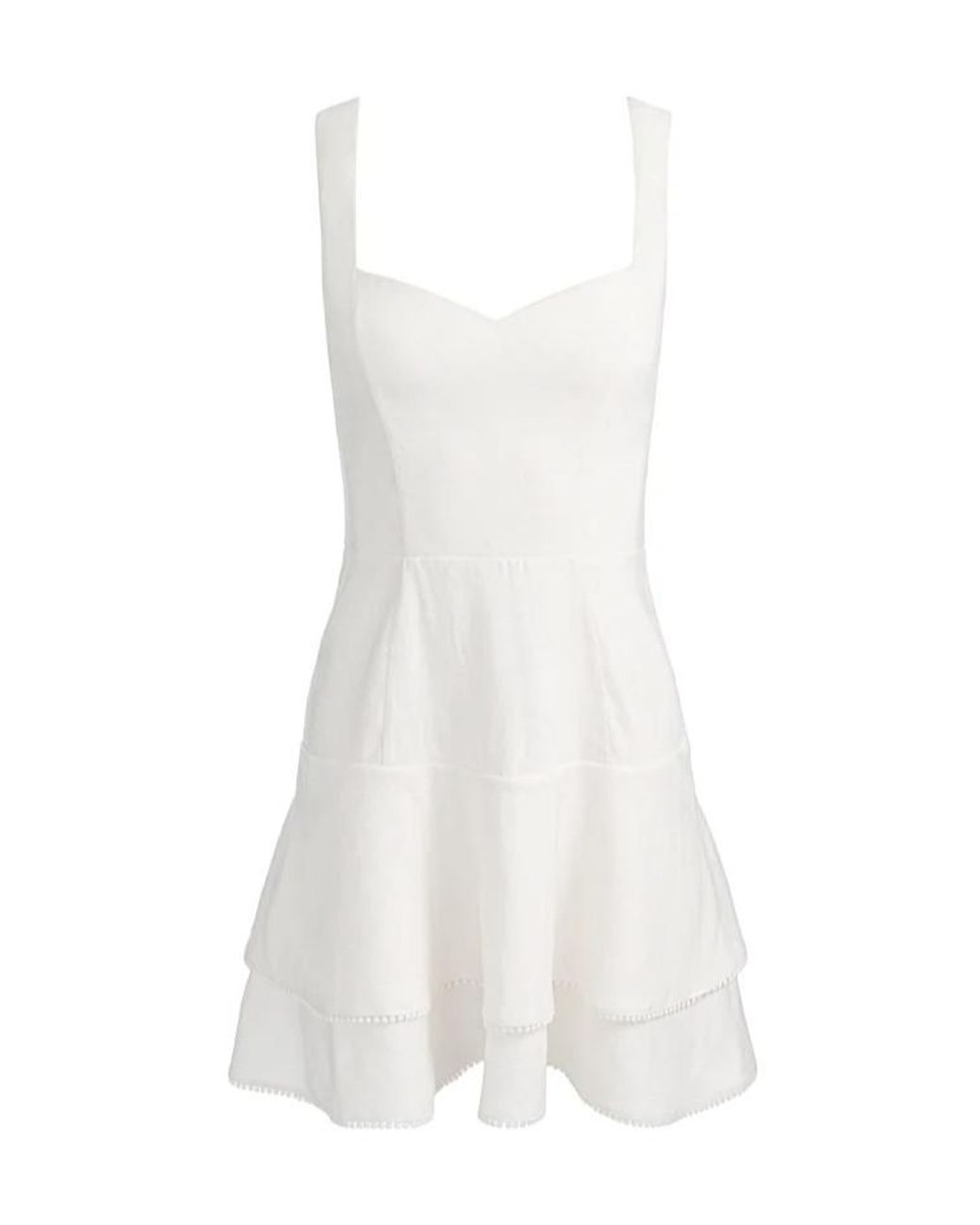 Alice + Olivia White Miriam Pom-Pom Trim Mini Dress