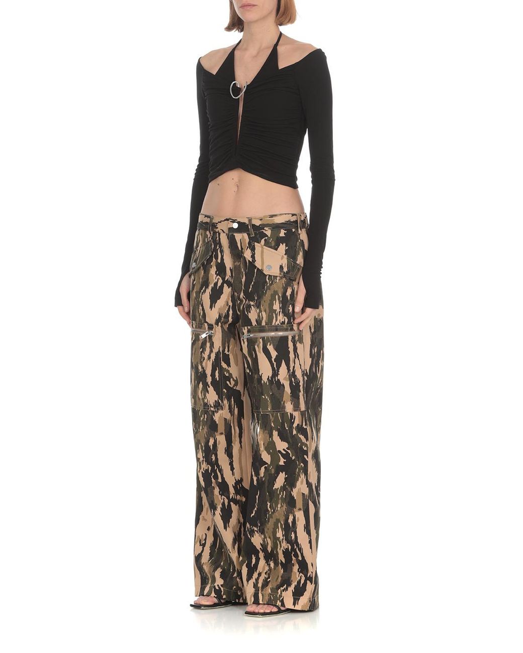 Dion Lee Black Mobius Layered Long-Sleeve Top