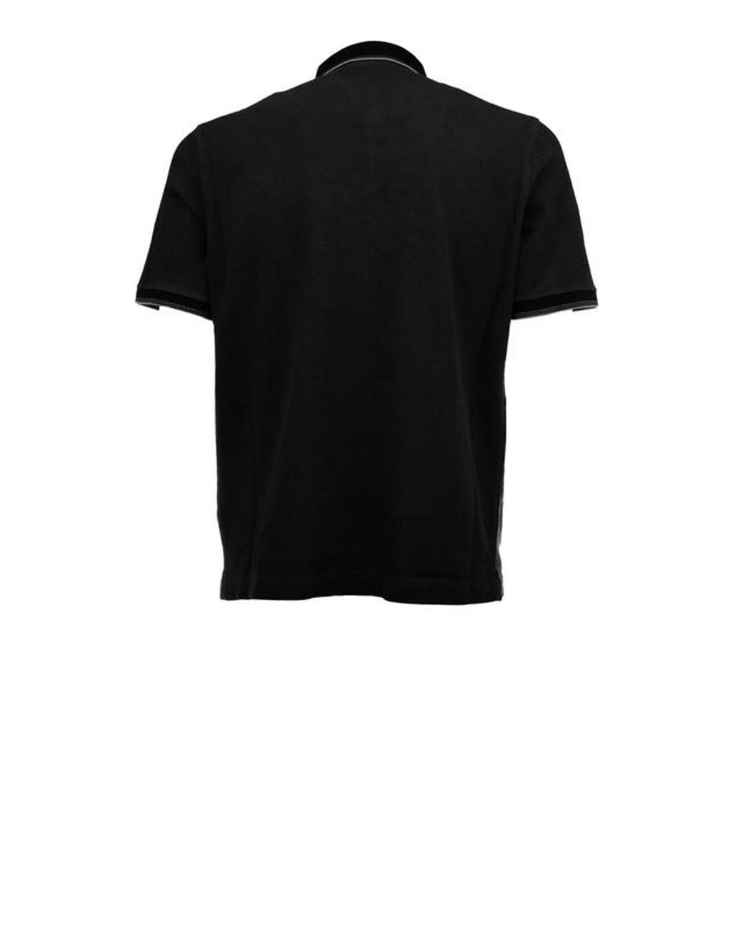 Prada Black Logo-Patch Short-Sleeve Polo Shirt for men