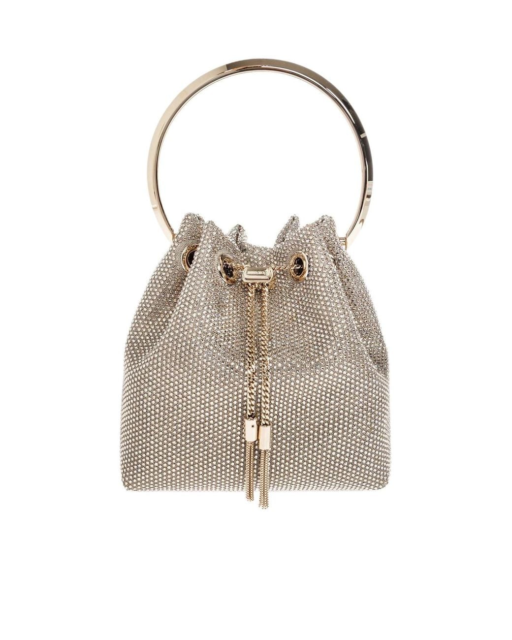 Jimmy Choo Natural Bon Bon Crystal Bucket Bag