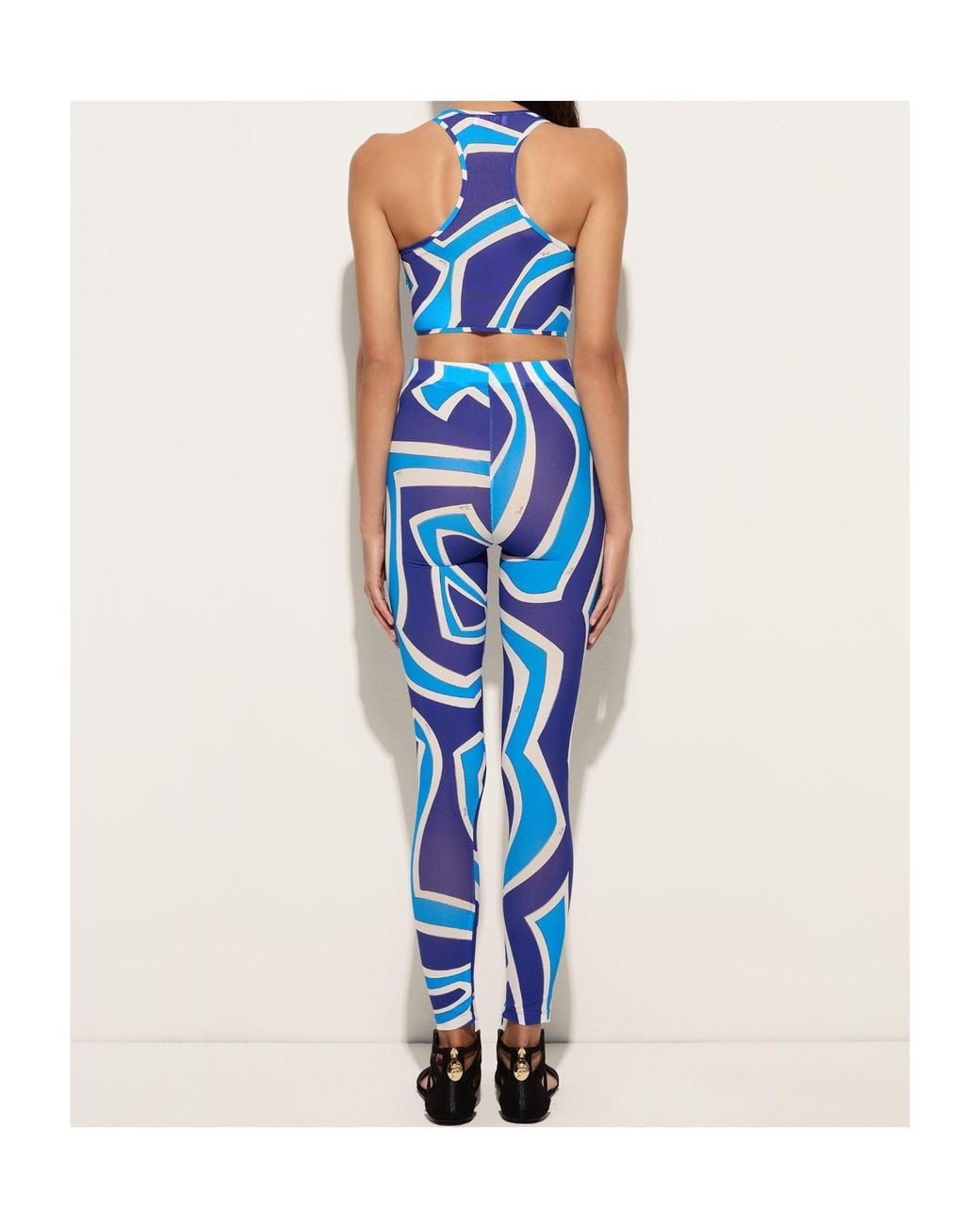 Emilio Pucci Blue Labirinto-Print Ruffle Top