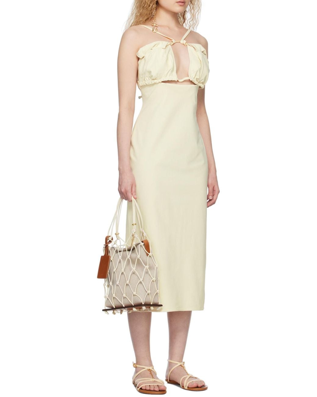 Jacquemus White Strapless Cut-Out Detailed Dress