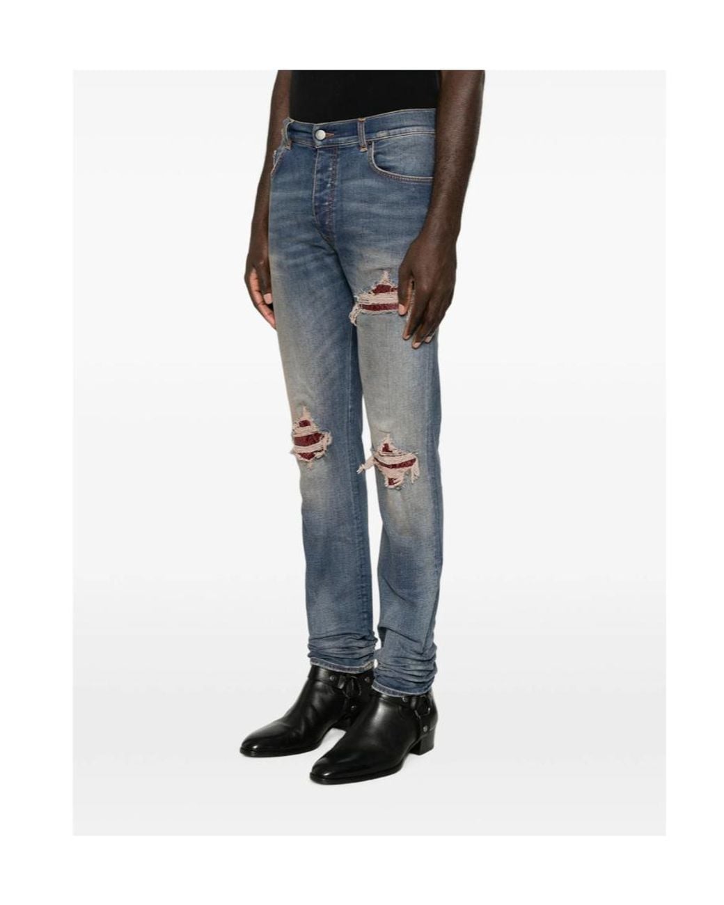 Amiri Blue Distressed Skinny Jeans for men