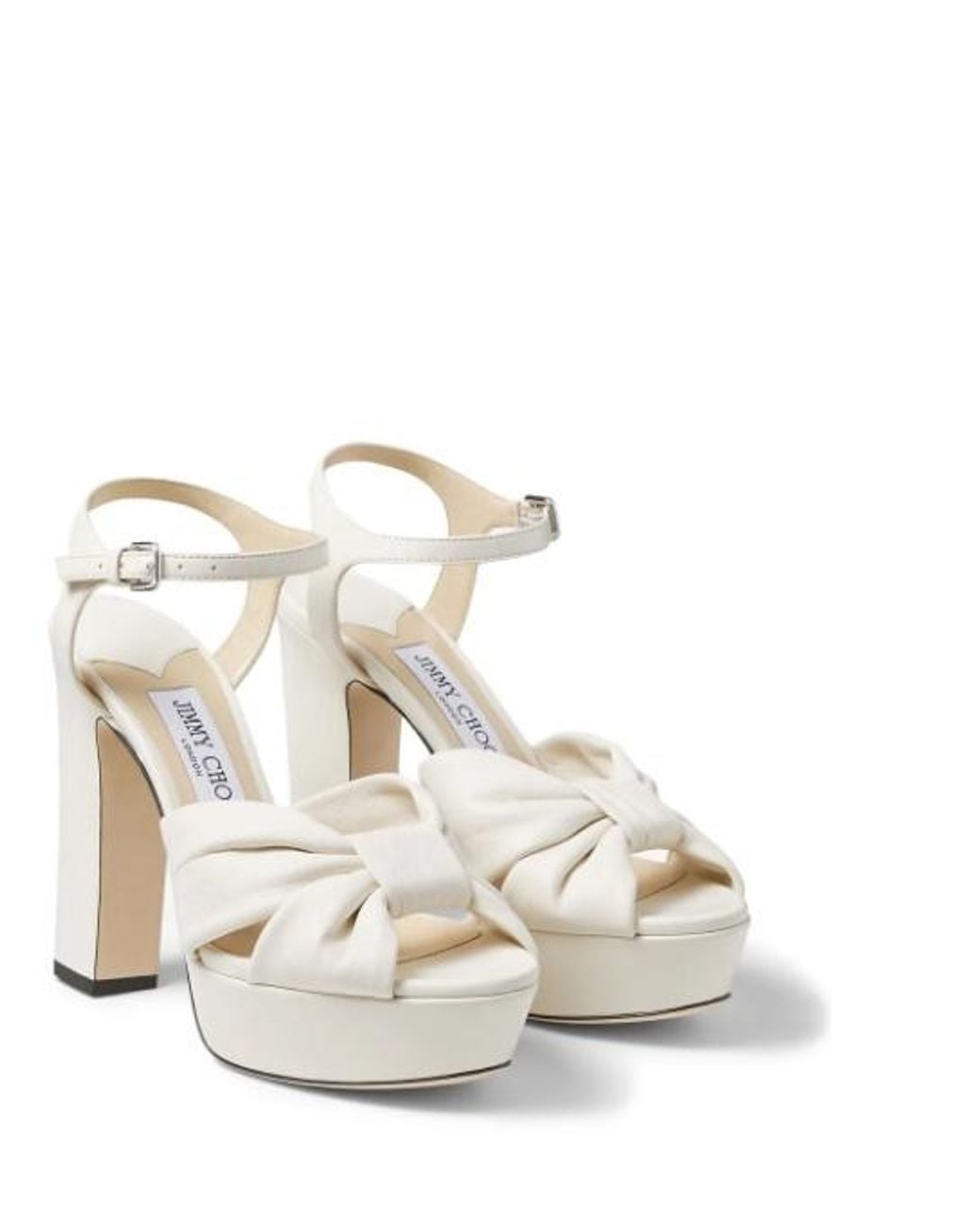 Jimmy Choo White Thick Square High Heel Sandals