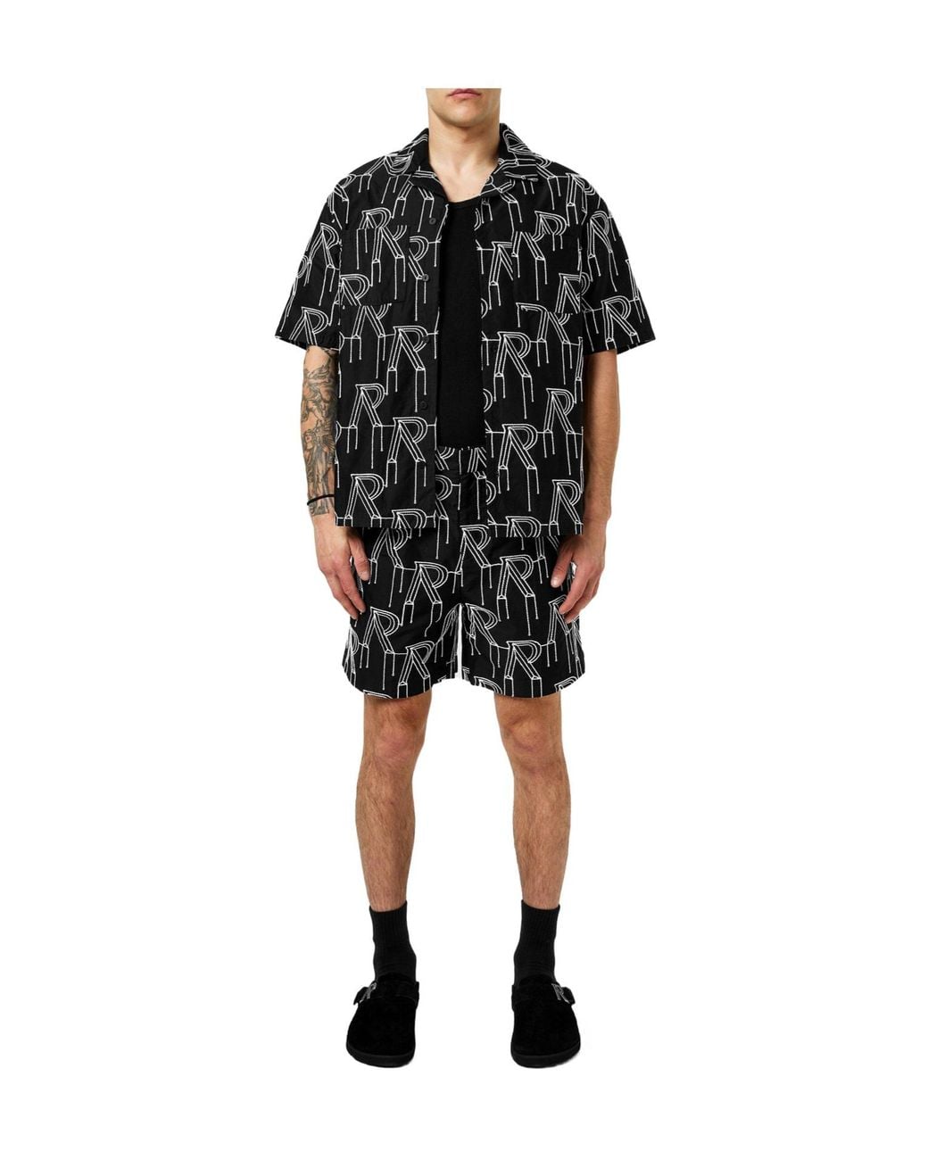 Represent Black Cotton Woven Tracksuit Shorts for men