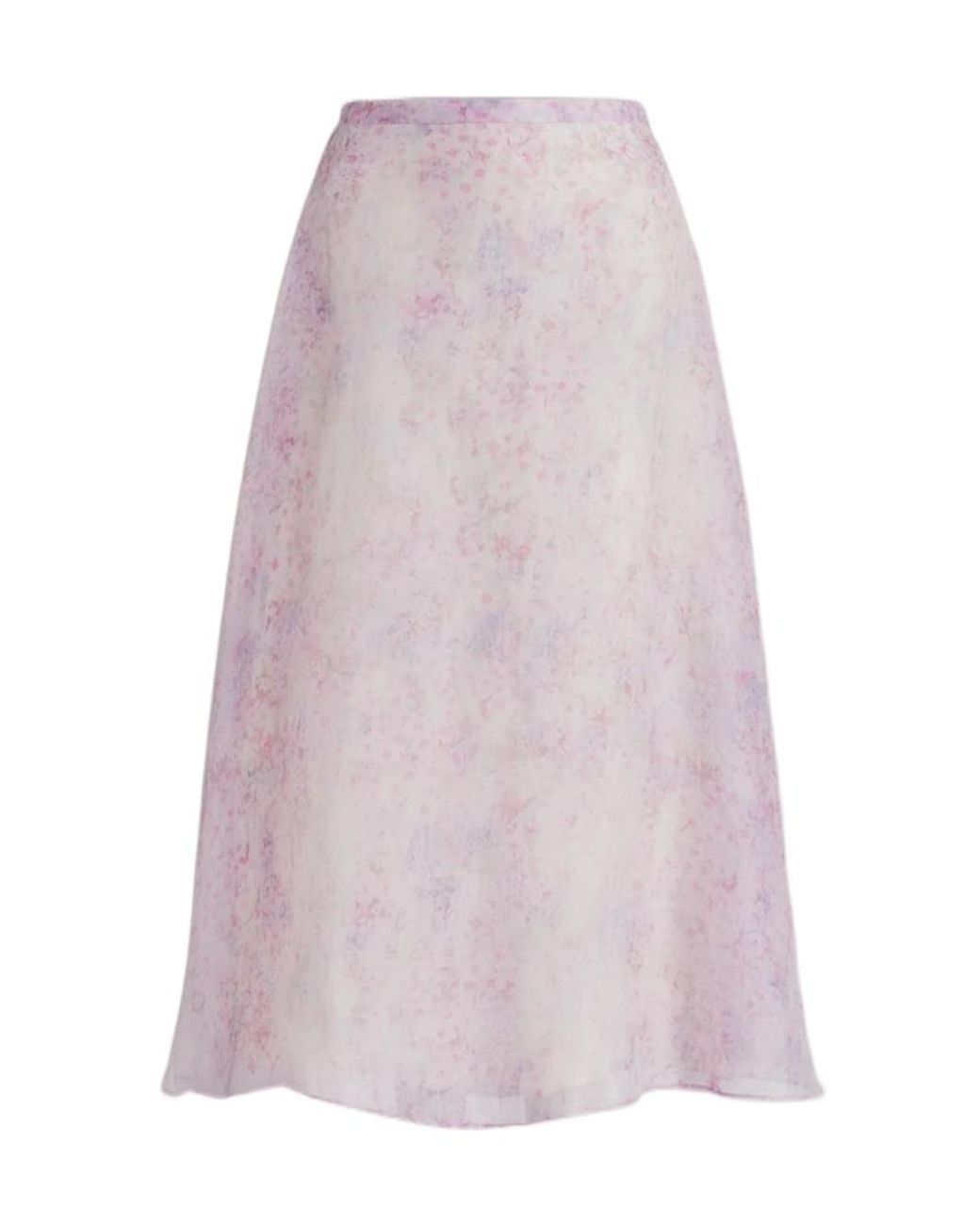 Alberta Ferretti Pink Silk Organza Skirt With Floral Print