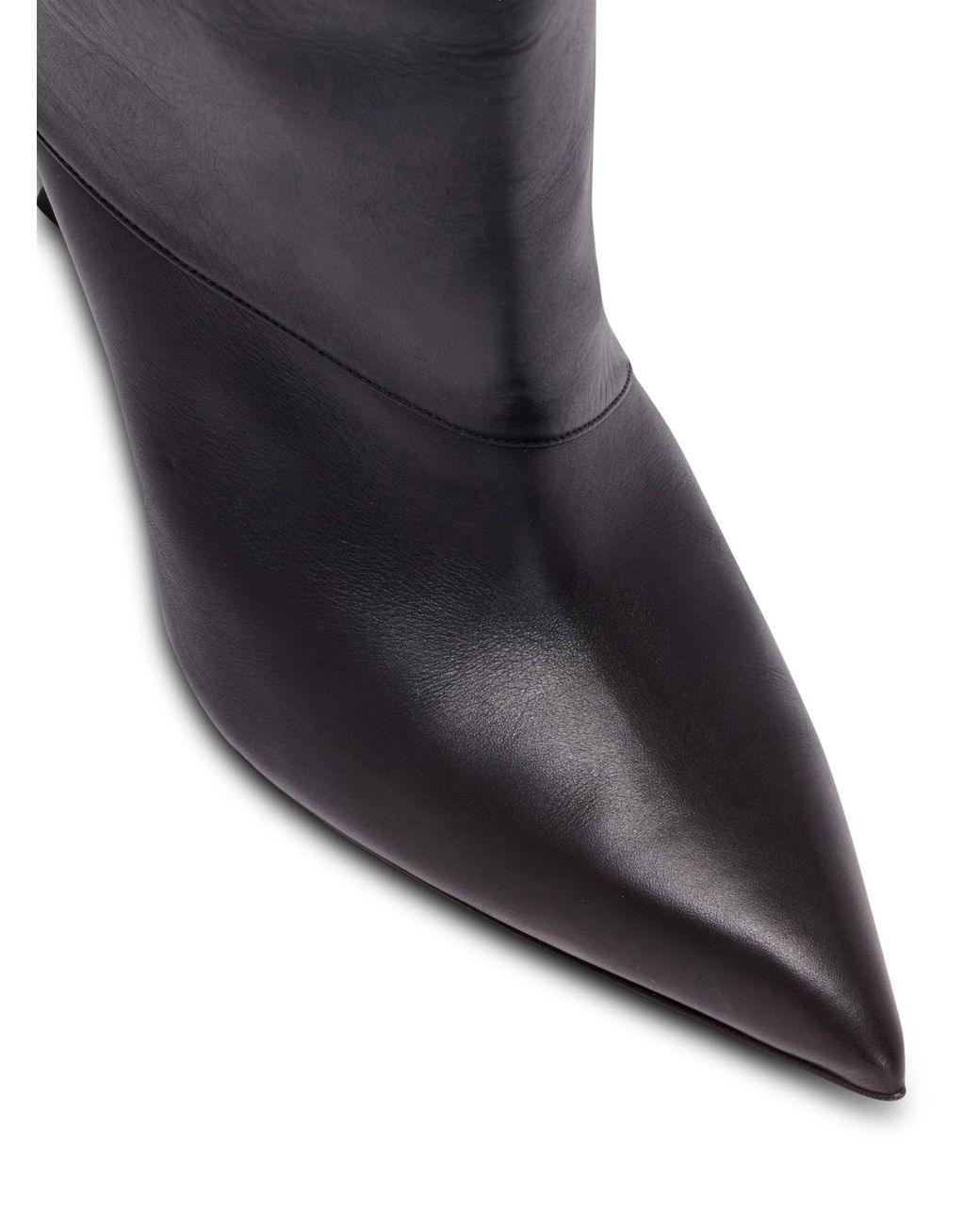 Balmain White Twist Heeled Leather Boots