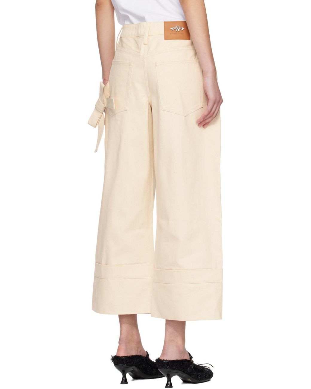 Simone Rocha White Straight-Leg Bow-Tie Jeans