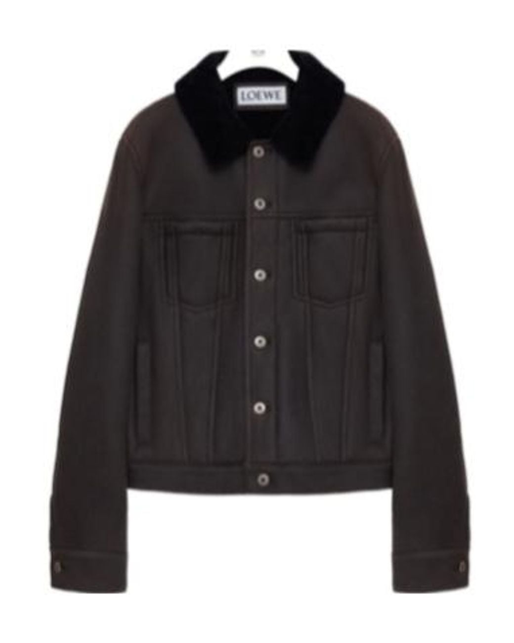 Loewe Black Button Shearling Trucker Jacket