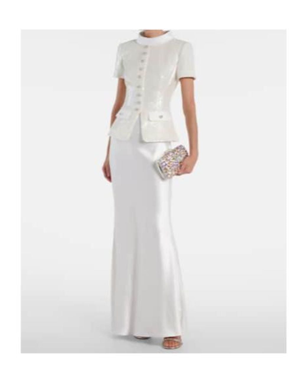 Self-Portrait White Sequined Maxi Dress
