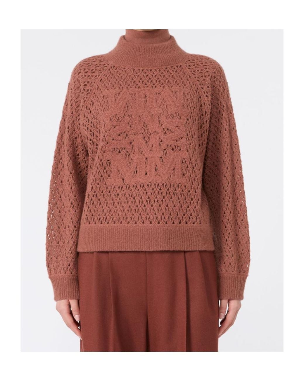 Max Mara Red Logo Detailed Knit Sweater