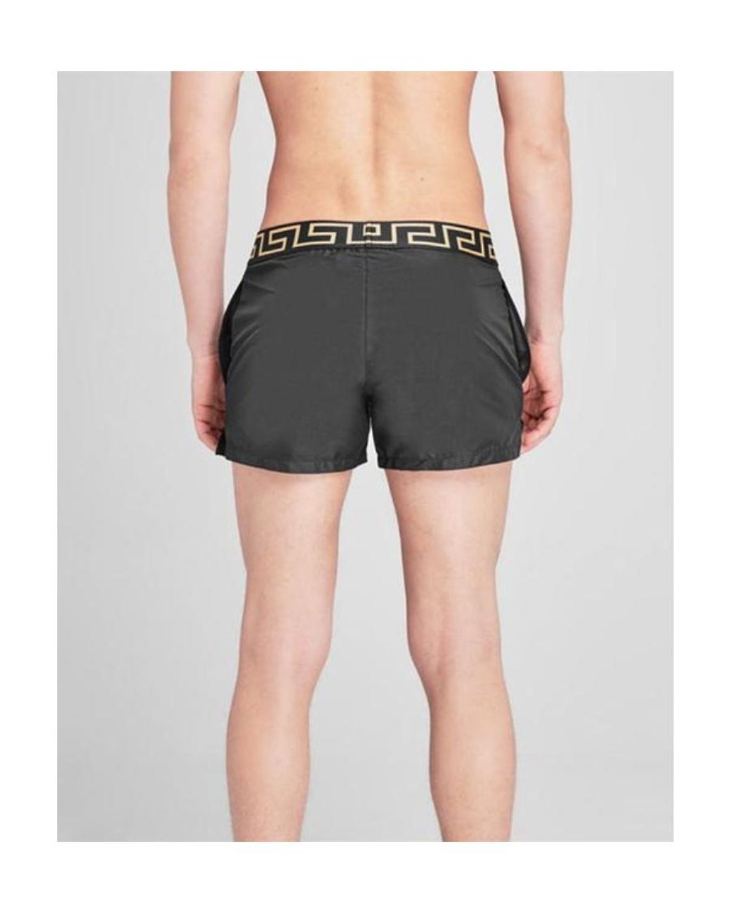 Versace Gray Logo Swimming Trunks for men
