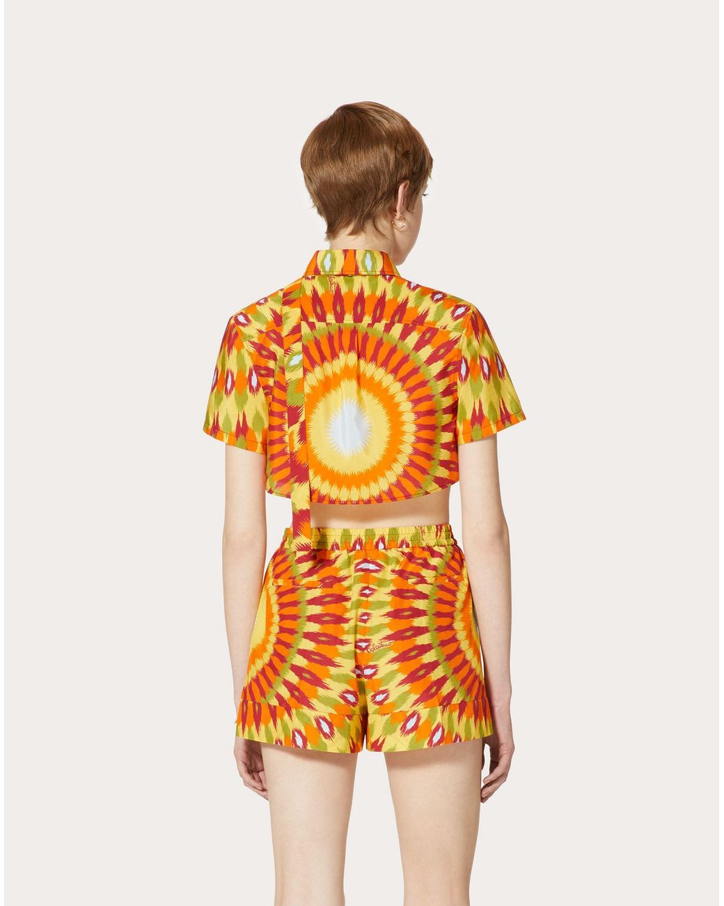Valentino Orange Round Rain Printed Shirt