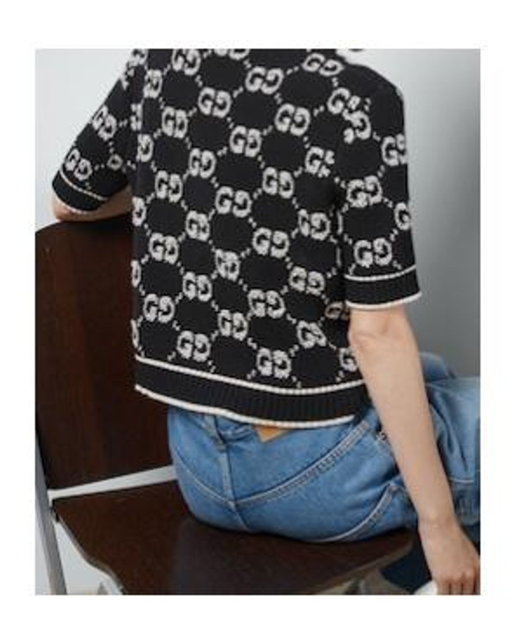 Gucci Black Gg Jacquard Knitted Top