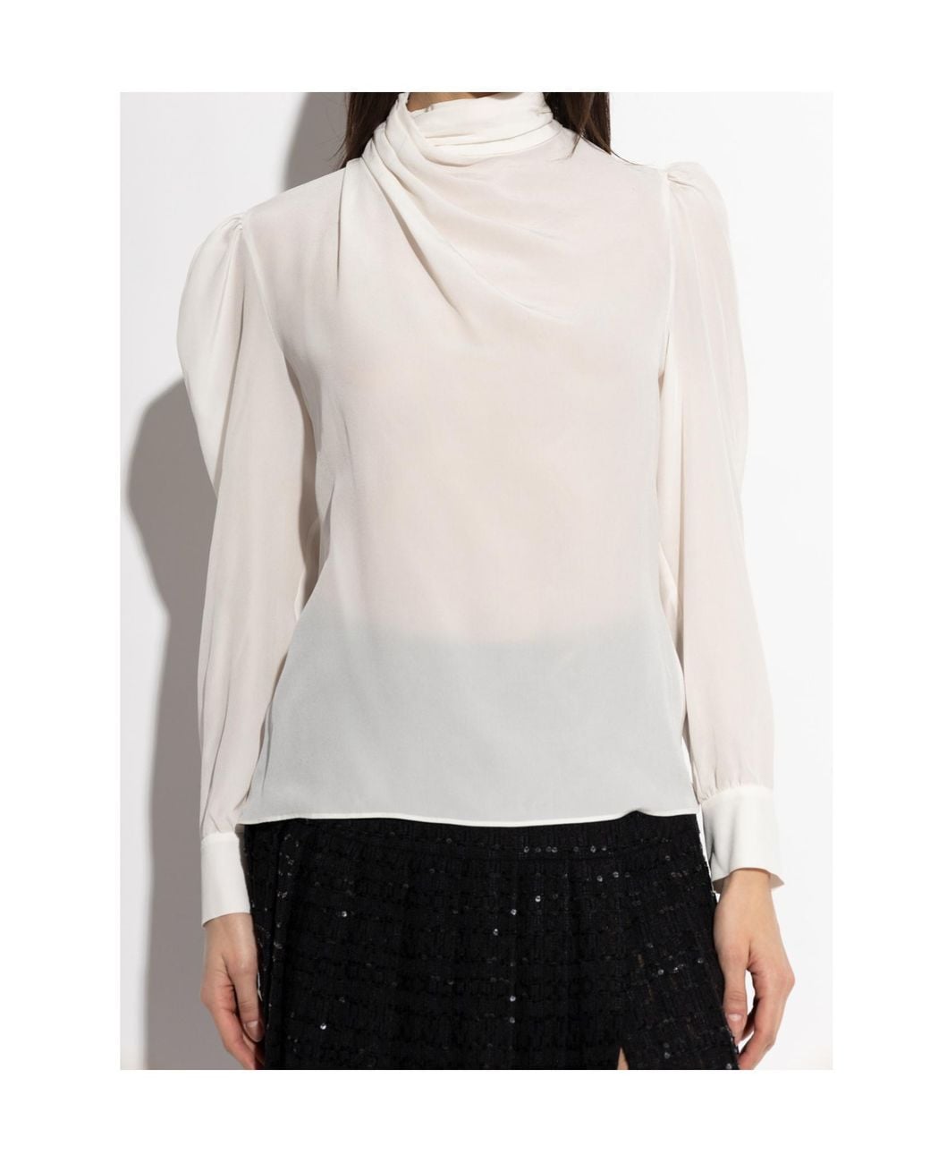 Alessandra Rich White High-Neck Blouse
