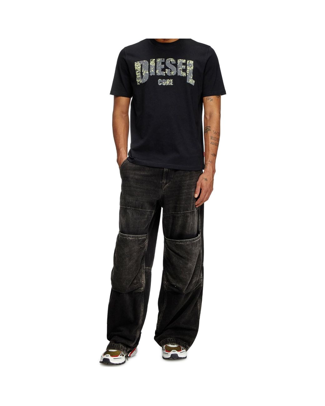 DIESEL Black T-Adjust-R25 Crewneck T-Shirt for men