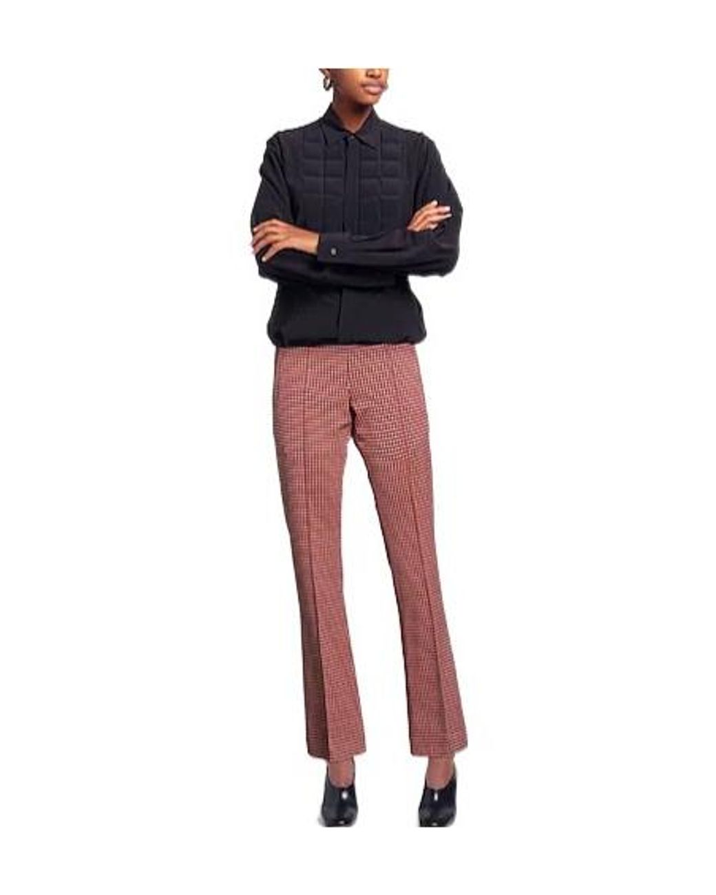 Marni Red High Waist Plaid Flare Pants