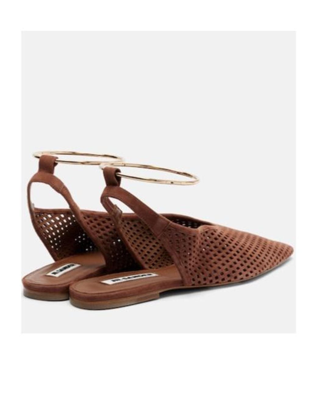 Jil Sander Brown Perforated Suede Slingback Flats