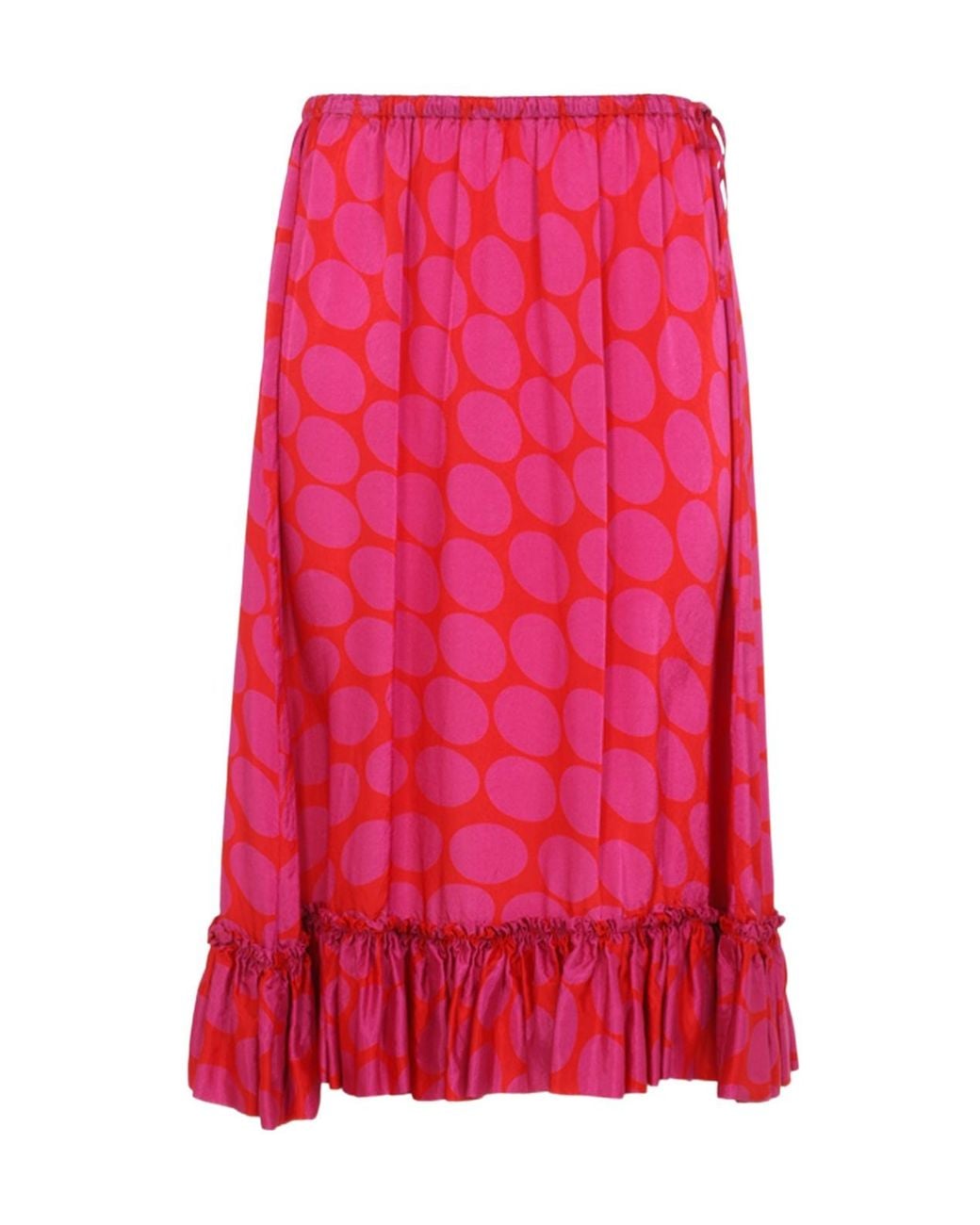Dries Van Noten Pink Samila Polka-Dot Midi Skirt
