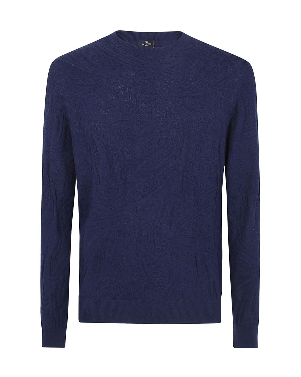 Etro Blue Paisley-Jacquard Long-Sleeve Sweater for men