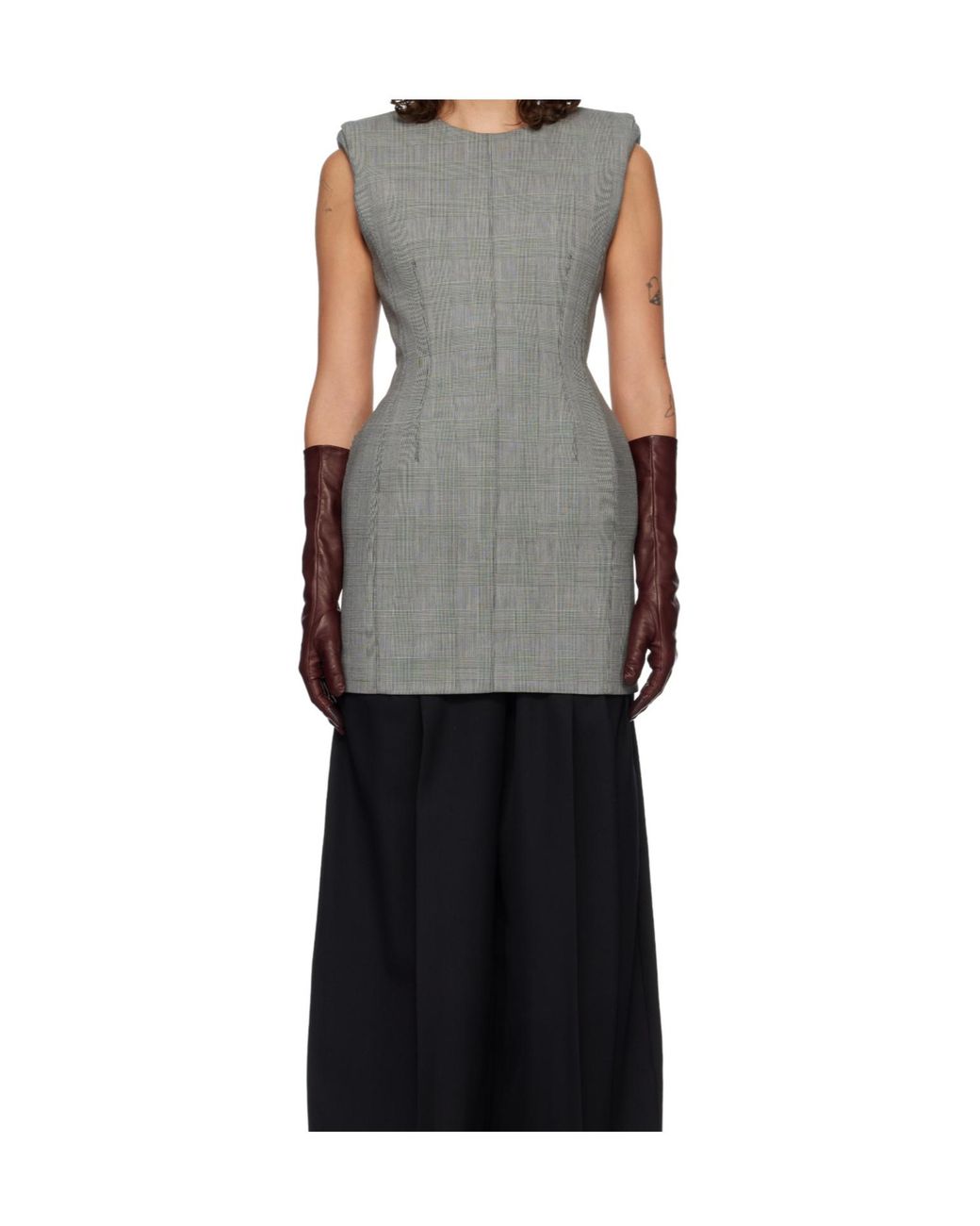 Mugler Black Shoulder Pad Brooch Dress