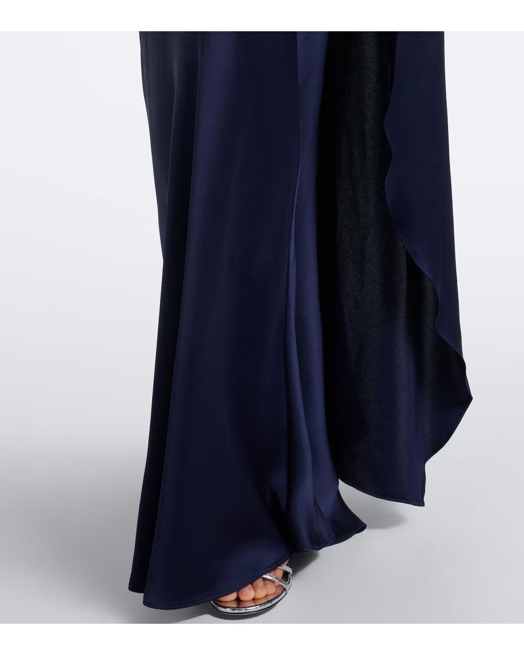 Jonathan Simkhai Blue Izel Asymmetric Caped Satin Gown