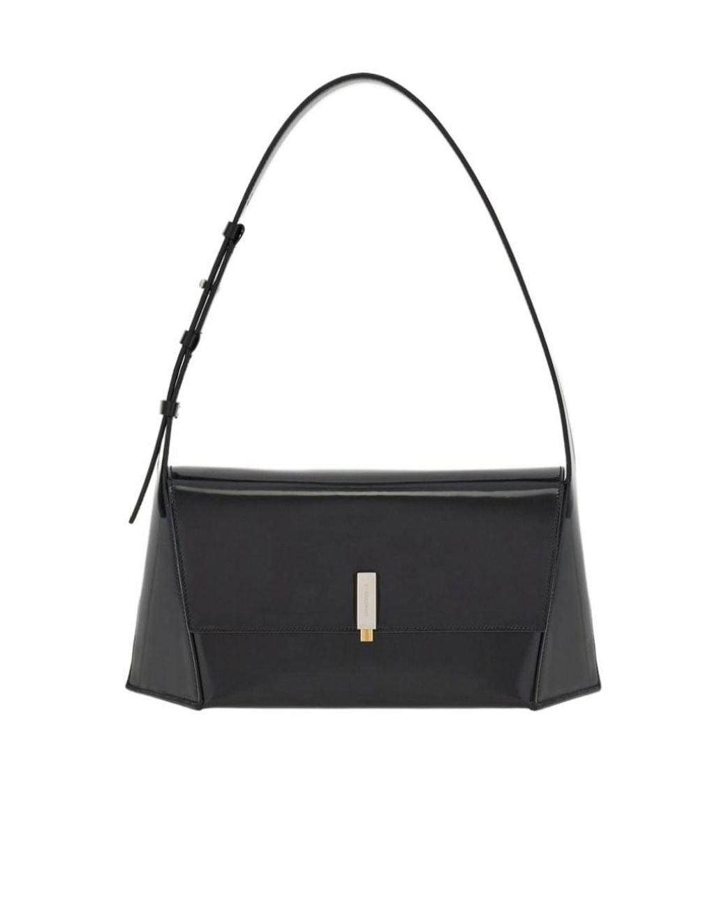 Ferragamo Black Ferragamo Geometric Logo Engraved Shoulder Bag