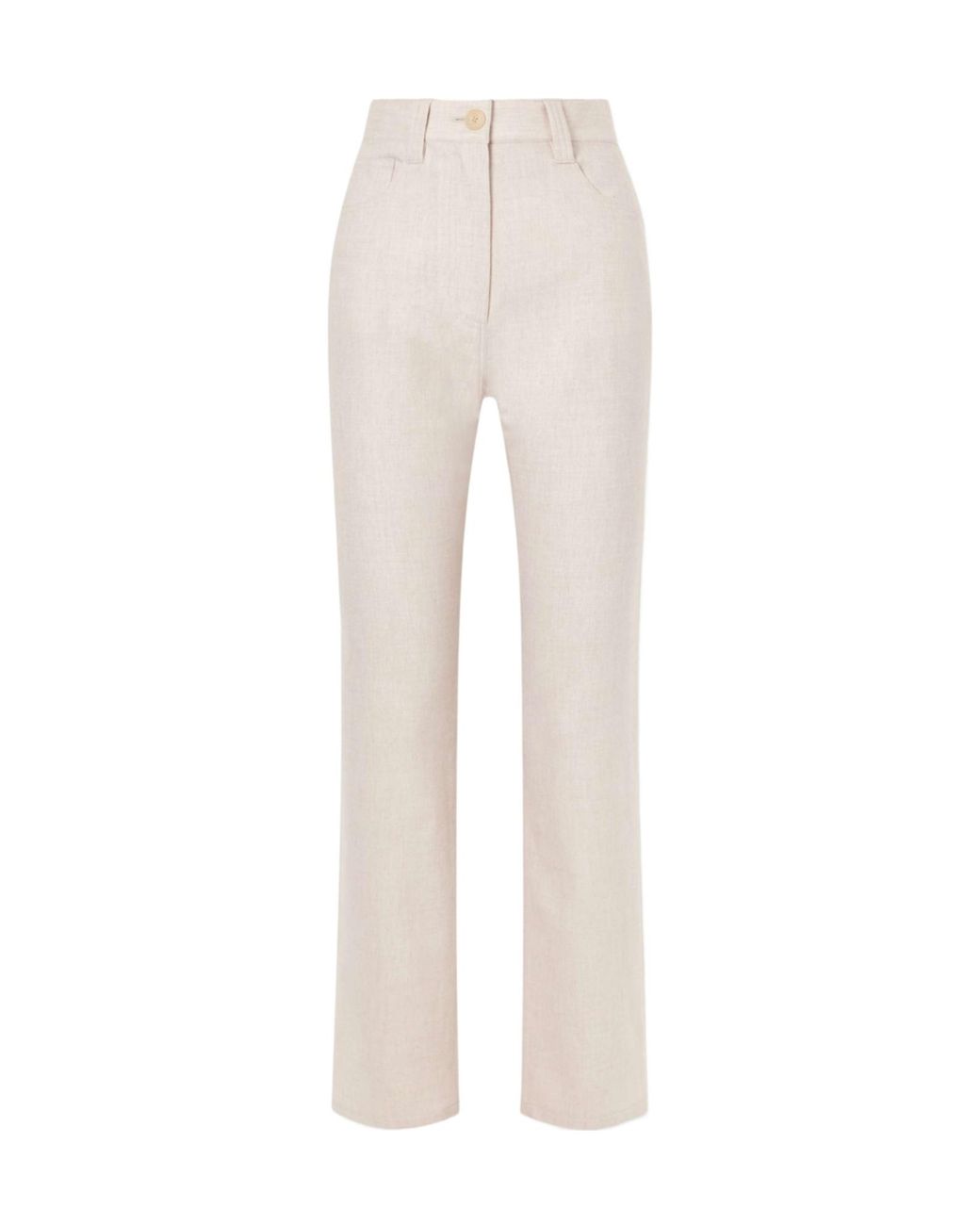 Khaite White Wool And Cashmere-Blend Straight-Leg Pants