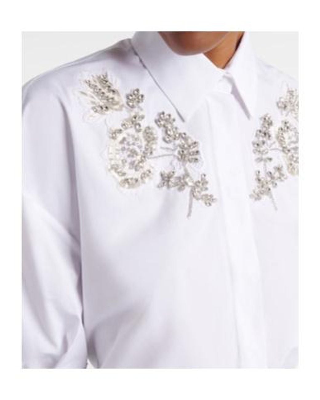 Erdem White Embroidered Cotton Poplin Shirt Dress