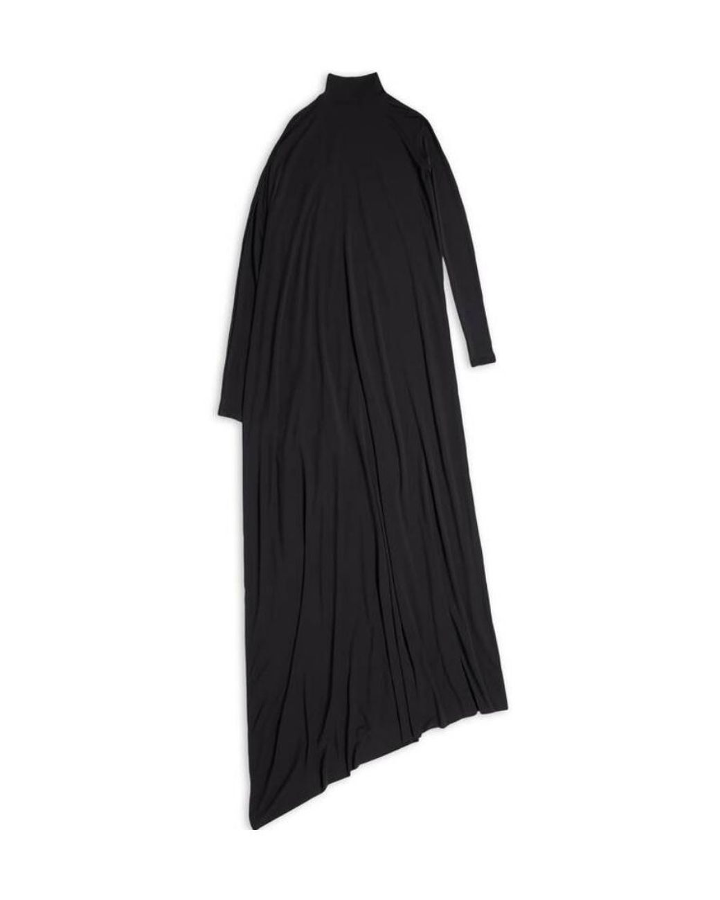 Balenciaga Black Drape Panel Asymmetric Long Dress