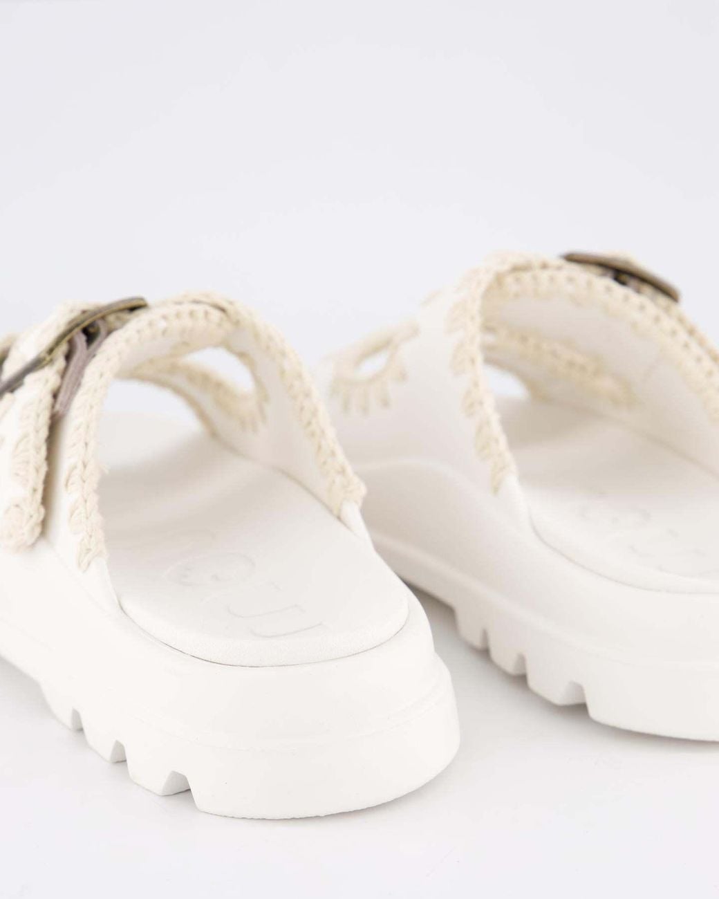 Mou White Eva One-Piece Buckled Slides
