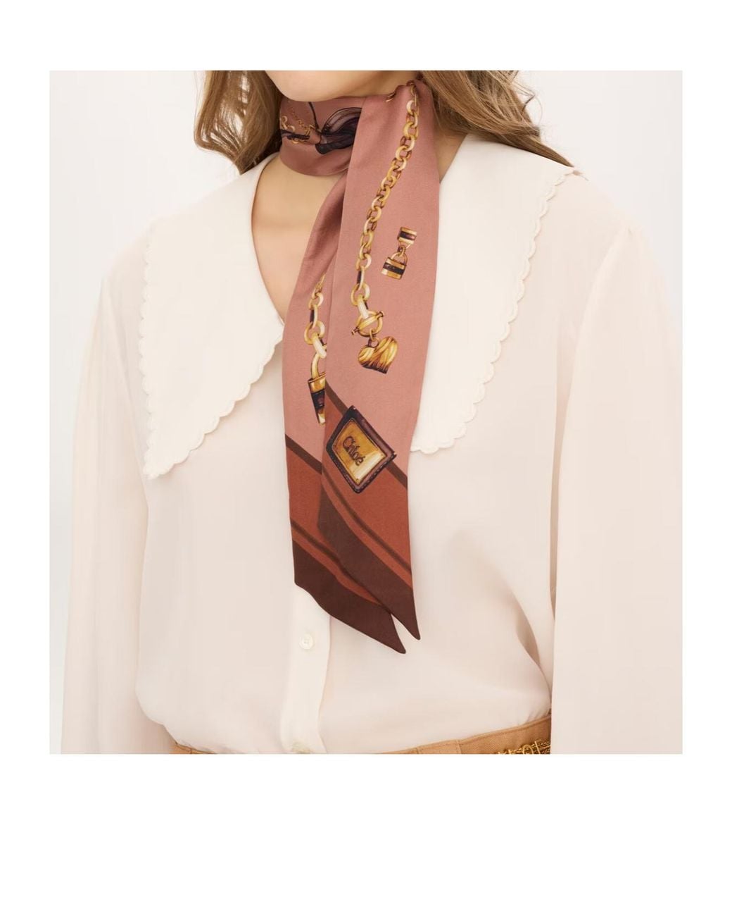 Chloé Multicolor Silk-Twill Chain-Print Bandeau Scarf