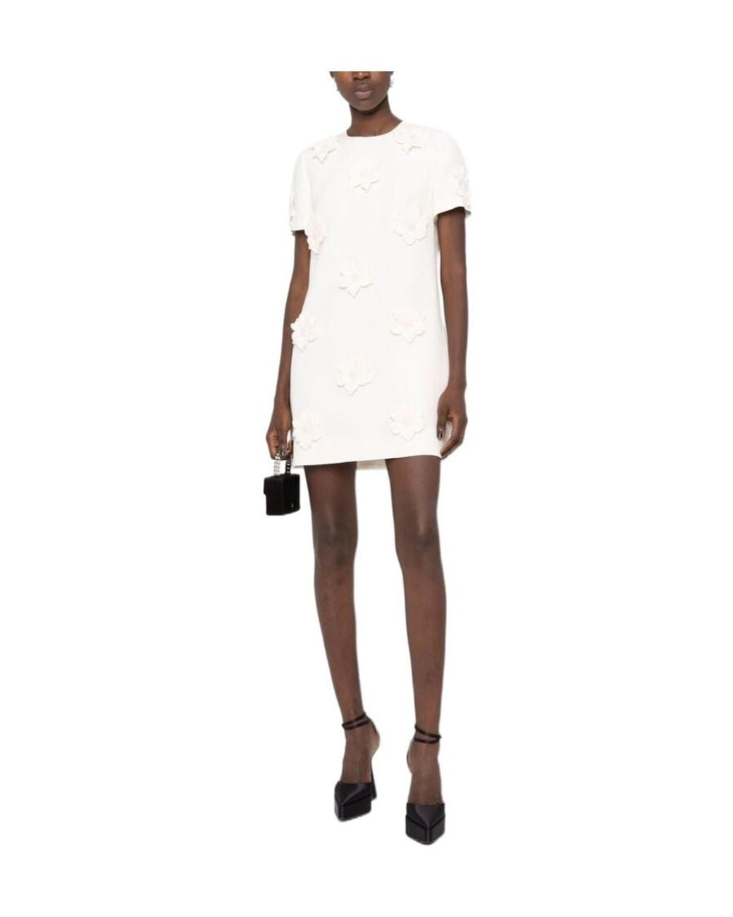 Valentino White Floral-Appliquéd Minidress