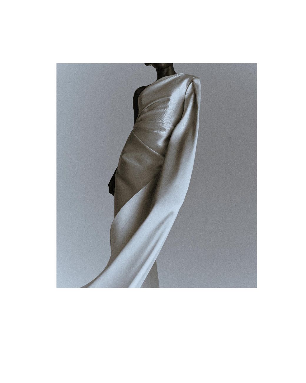 Solace London Gray One-Shoulder Cape-Detail Maxi Dress