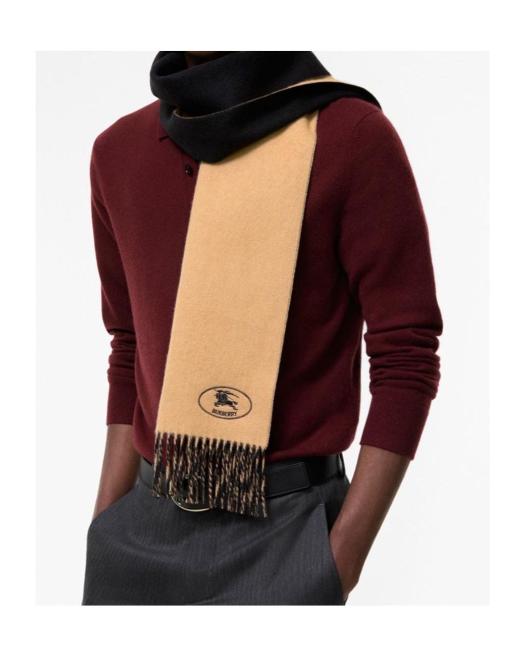 Burberry White Knight Cashmere Scarf for men