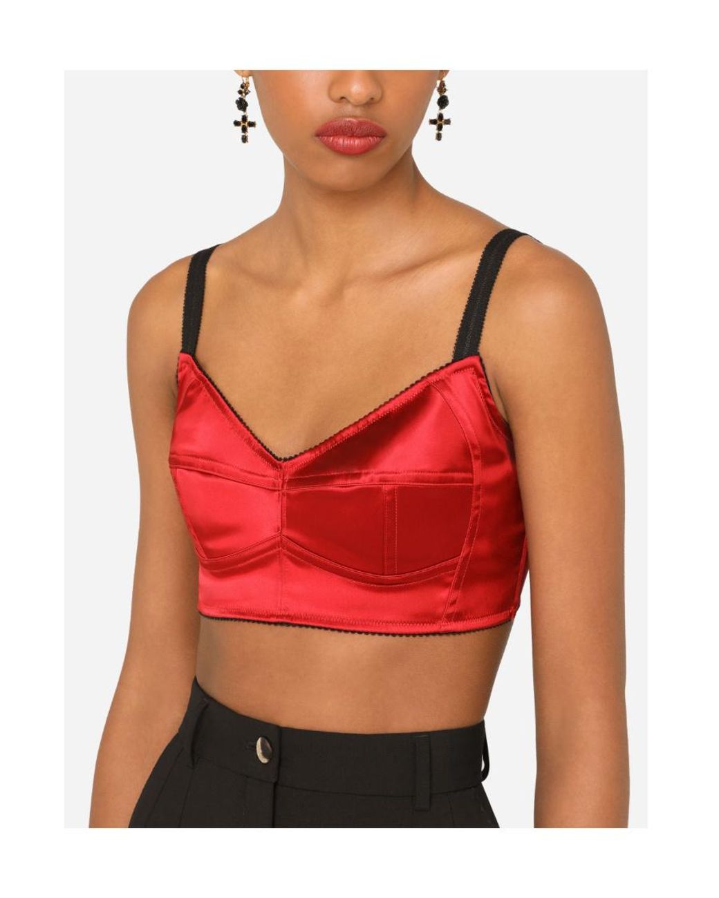 Dolce & Gabbana Red Cropped Bustier Top