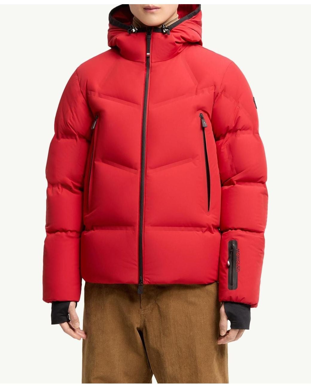 Moncler Red Angren Hooded Insulated Ski Jacket for men