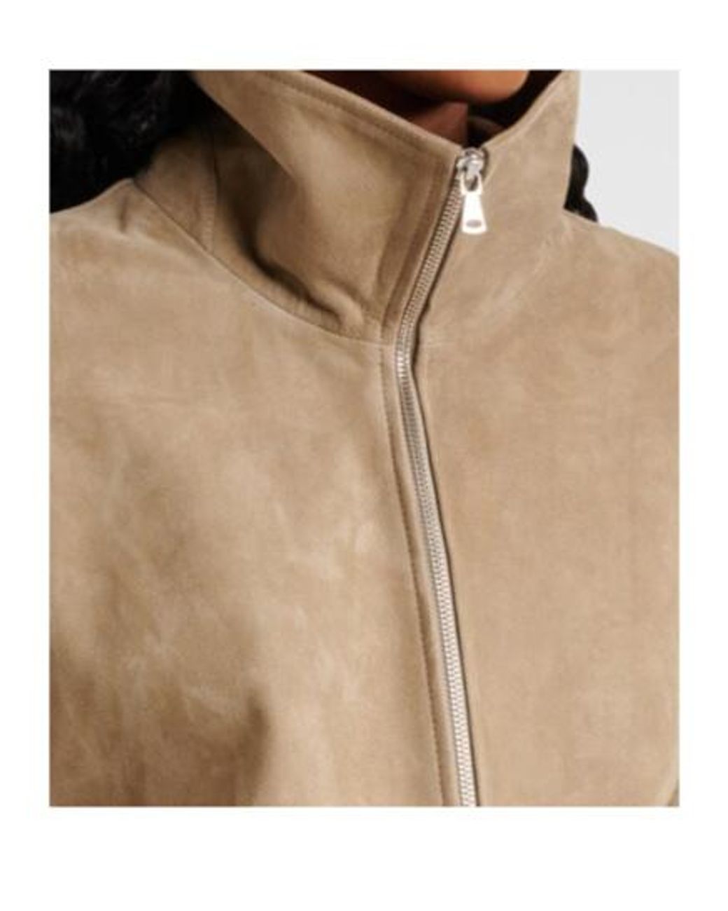 Nour Hammour Natural Beck Suede Bomber Jacket